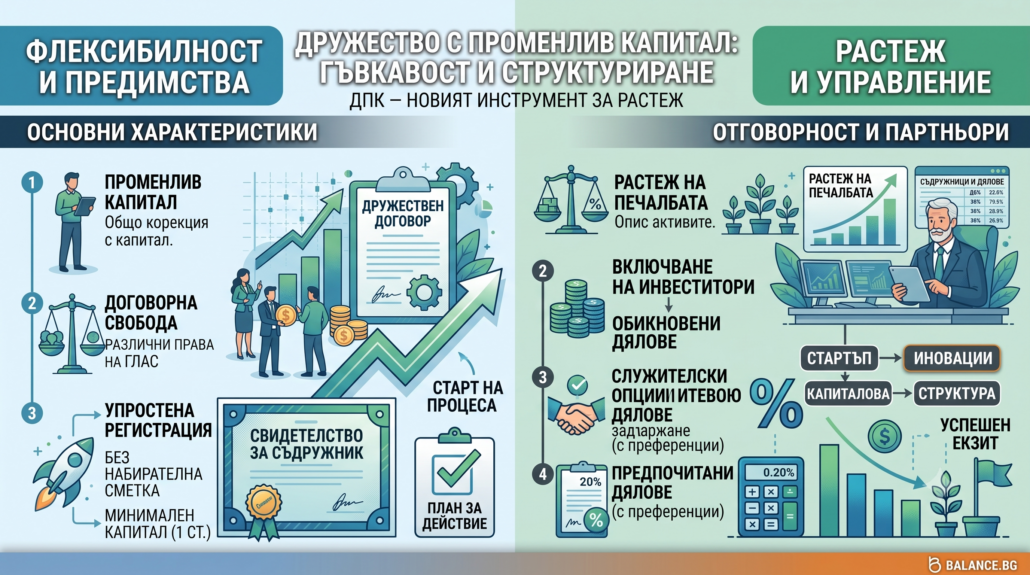Дружество с променлив капитал (ДПК): Предимства за инвестиции и данъчно облагане през 2026 г. 1 Дружество с променлив капитал (ДПК)