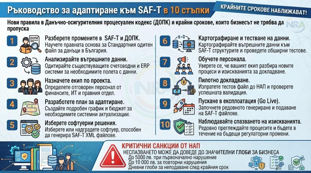 Наръчник за адаптация към SAF-T в 10 стъпки – нови правила в ДОПК и крайни срокове, които бизнесът не трябва да изпуска 3 Наръчник за адаптация към SAF-T в 10 стъпки – нови правила в ДОПК и крайни срокове, които бизнесът не трябва да изпуска