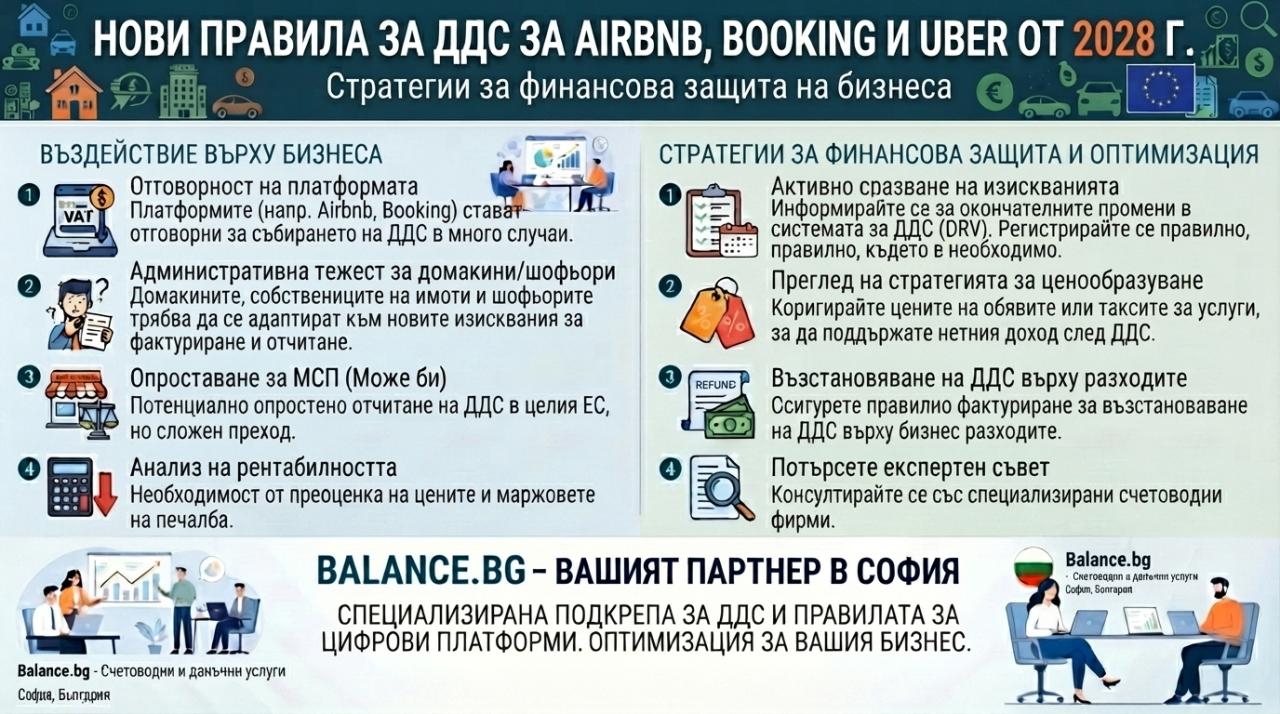 Новите ДДС правила за Airbnb, Booking и Uber от 2028